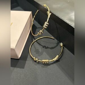 Kleinfeld Gold Letter Hoop Earrings - YES Accent- Bridal Accessories